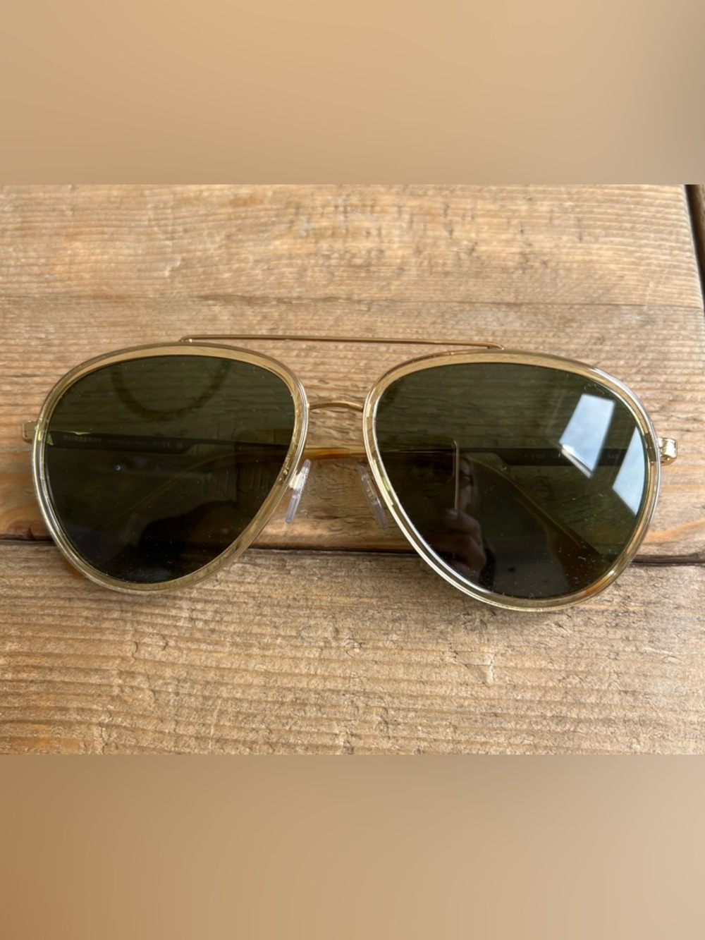 Burberry B 3125 Gold Aviator Style Sunglasses - Picture 4 of 15